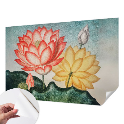 Papel de parede autocolante com estampa de flores de lótus