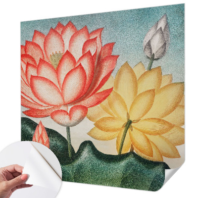 Papel de parede autocolante com estampa de flores de lótus