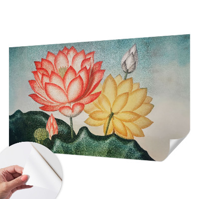 Papel de parede autocolante com estampa de flores de lótus