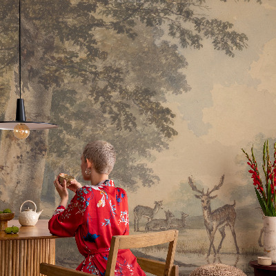 Papel de parede autocolante para sala Paz da floresta