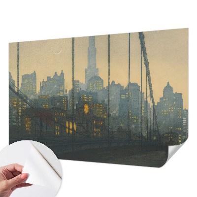 Papel de parede autocolante para quarto com estampa de panorama noturno