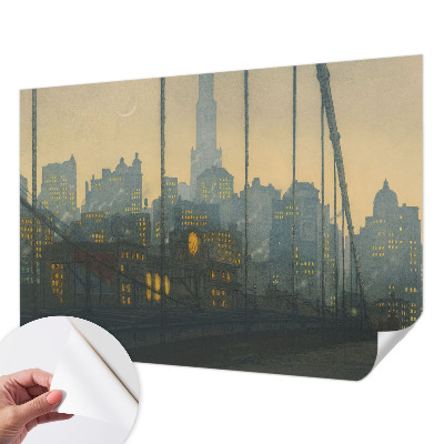 Papel de parede autocolante para quarto com estampa de panorama noturno