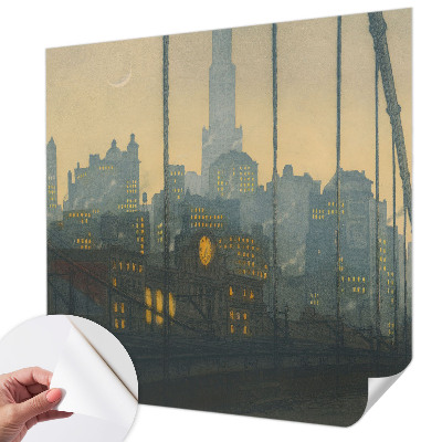 Papel de parede autocolante para quarto com estampa de panorama noturno