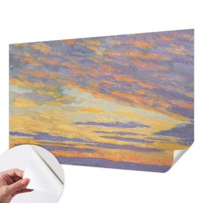 Papel de parede autocolante para quarto com estampa de céu em tons pastel