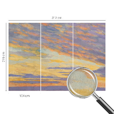Papel de parede autocolante para quarto com estampa de céu em tons pastel