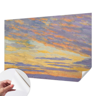 Papel de parede autocolante para quarto com estampa de céu em tons pastel