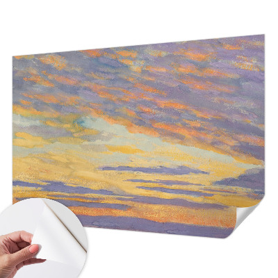 Papel de parede autocolante para quarto com estampa de céu em tons pastel