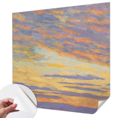 Papel de parede autocolante para quarto com estampa de céu em tons pastel