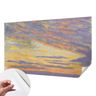 Papel de parede autocolante para quarto com estampa de céu em tons pastel