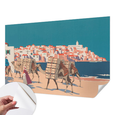Papel de parede autocolante com estampa de caravanas de camelos
