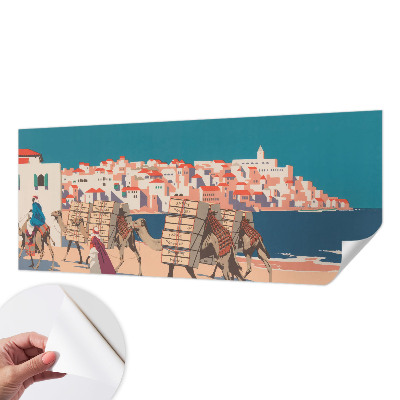 Papel de parede autocolante com estampa de caravanas de camelos