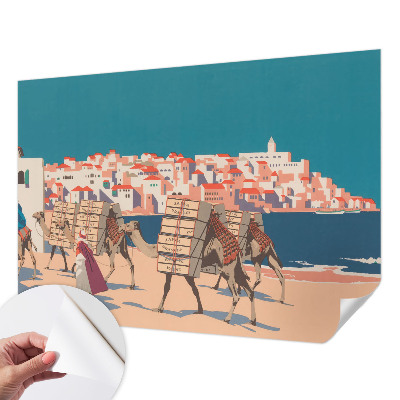 Papel de parede autocolante com estampa de caravanas de camelos