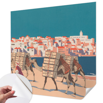 Papel de parede autocolante com estampa de caravanas de camelos