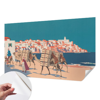 Papel de parede autocolante com estampa de caravanas de camelos