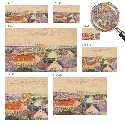 Papel de parede 3D com estampa de telhados urbanos