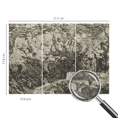 Papel de parede infantil com paisagem montanhosa