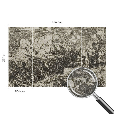 Papel de parede infantil com paisagem montanhosa