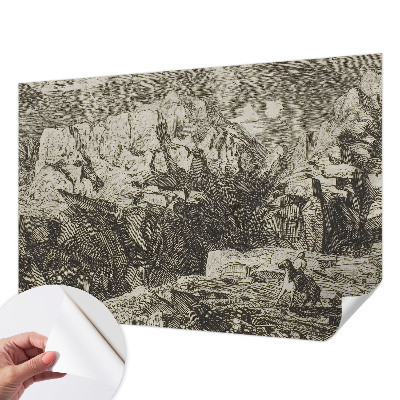 Papel de parede infantil com paisagem montanhosa