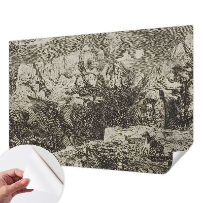 Papel de parede infantil com paisagem montanhosa