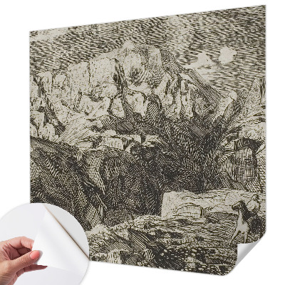 Papel de parede infantil com paisagem montanhosa