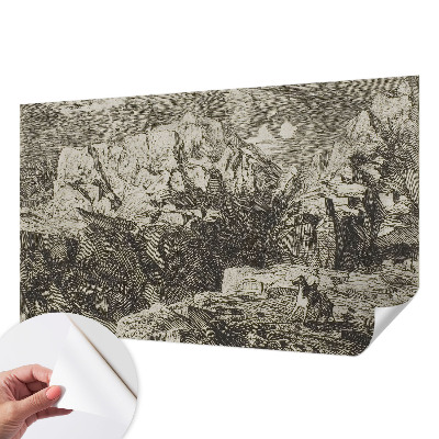 Papel de parede infantil com paisagem montanhosa