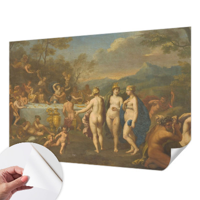 Papel de parede autocolante para sala com estampa Festa antiga