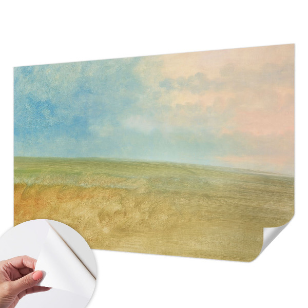 Autocolante de parede fotográfico com imagem de campos em tons pastel