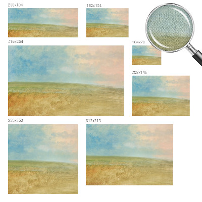 Autocolante de parede fotográfico com imagem de campos em tons pastel