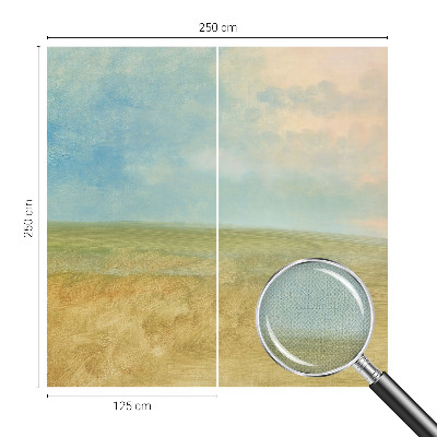 Autocolante de parede fotográfico com imagem de campos em tons pastel