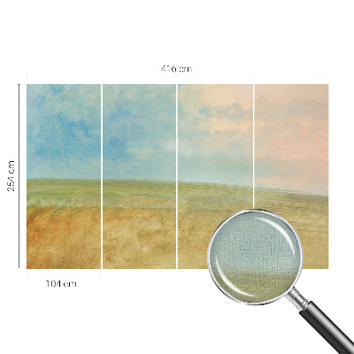 Autocolante de parede fotográfico com imagem de campos em tons pastel