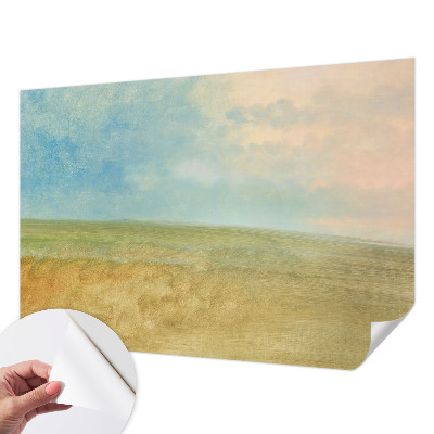 Autocolante de parede fotográfico com imagem de campos em tons pastel
