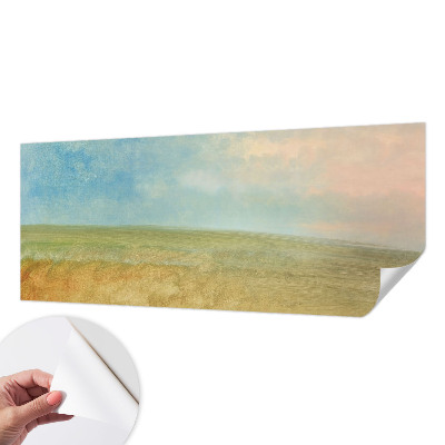 Autocolante de parede fotográfico com imagem de campos em tons pastel