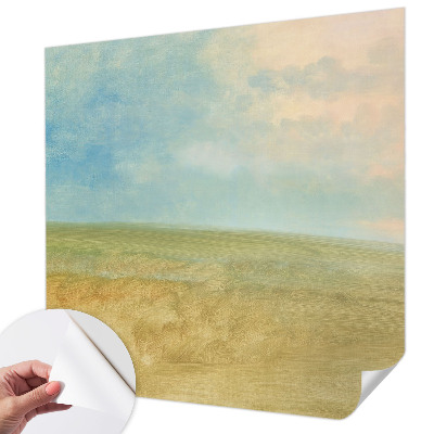 Autocolante de parede fotográfico com imagem de campos em tons pastel