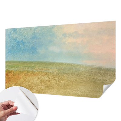Autocolante de parede fotográfico com imagem de campos em tons pastel
