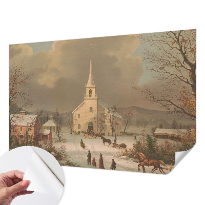 Papel de parede infantil com estampa de paisagem de inverno