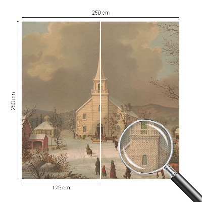Papel de parede infantil com estampa de paisagem de inverno