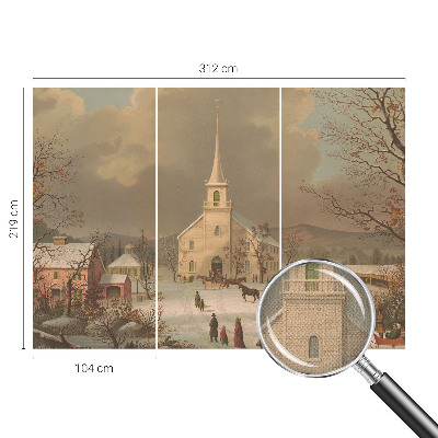 Papel de parede infantil com estampa de paisagem de inverno