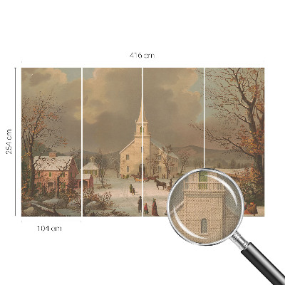 Papel de parede infantil com estampa de paisagem de inverno