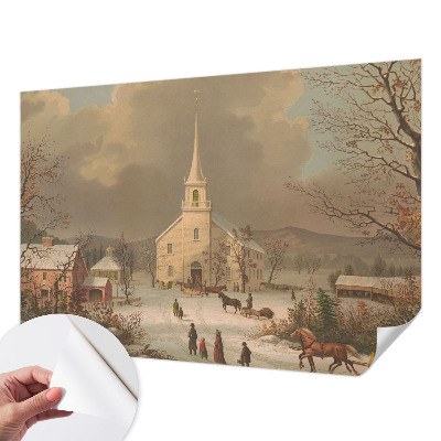 Papel de parede infantil com estampa de paisagem de inverno