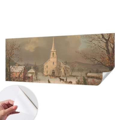 Papel de parede infantil com estampa de paisagem de inverno
