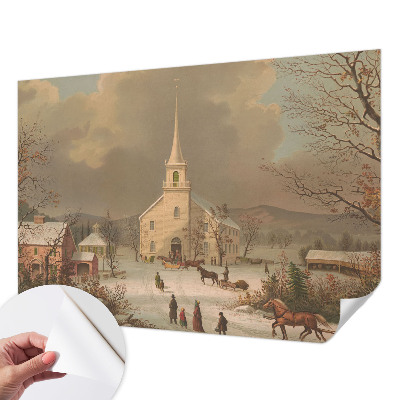 Papel de parede infantil com estampa de paisagem de inverno