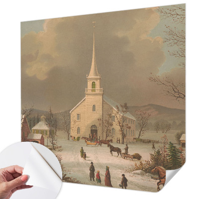Papel de parede infantil com estampa de paisagem de inverno
