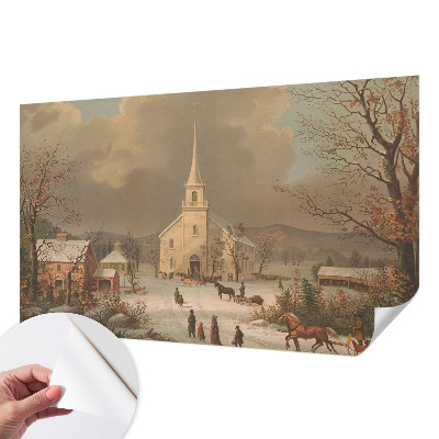 Papel de parede infantil com estampa de paisagem de inverno