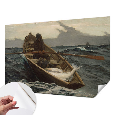 Papel de parede autocolante para sala com estampa de pescador no mar