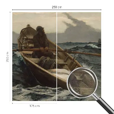 Papel de parede autocolante para sala com estampa de pescador no mar