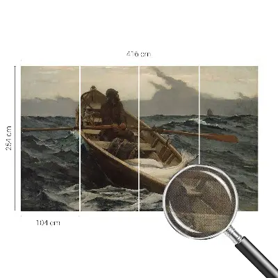 Papel de parede autocolante para sala com estampa de pescador no mar