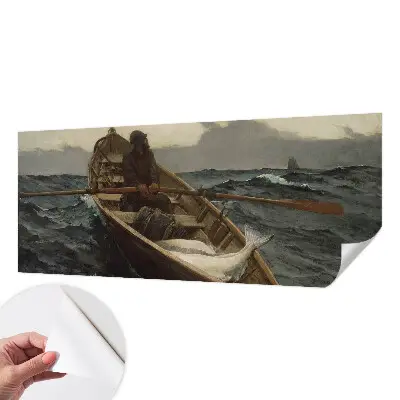 Papel de parede autocolante para sala com estampa de pescador no mar