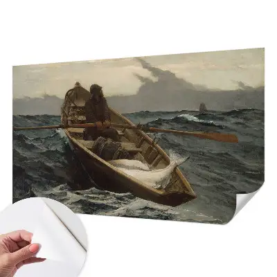 Papel de parede autocolante para sala com estampa de pescador no mar