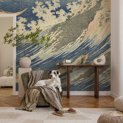 Papel de parede autocolante com estampa de ondas do mar