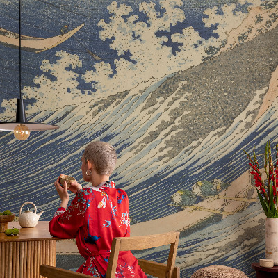 Papel de parede autocolante com estampa de ondas do mar